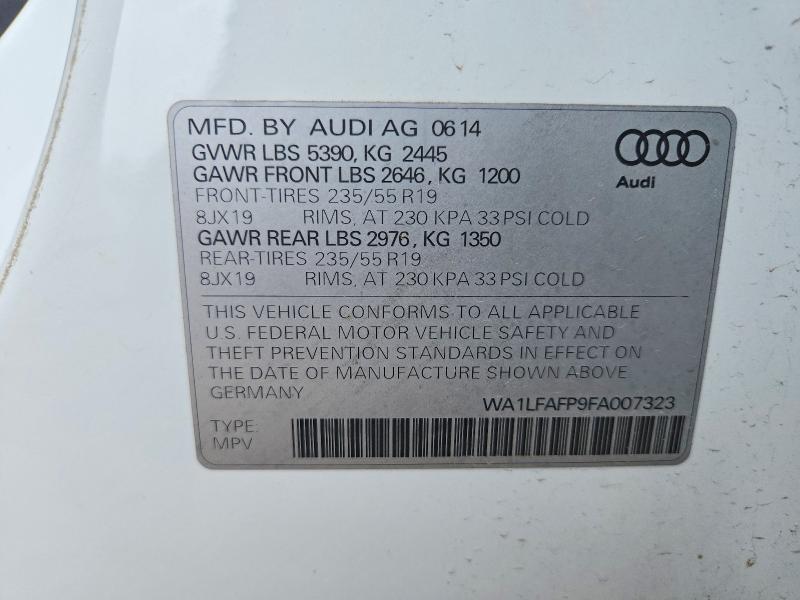 Aukcja sprzedaży 2015 Audi Q5, vin: WA1LFAFP9FA007323, numer aukcji: 48950746