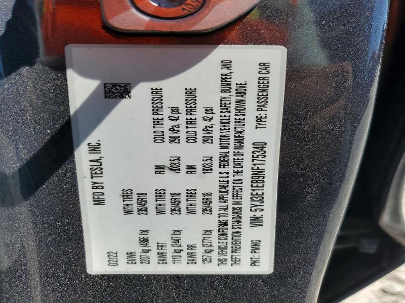 Aukcja sprzedaży 2022 Tesla Model 3, vin: 5YJ3E1EB9NF175340, numer aukcji: 49580156