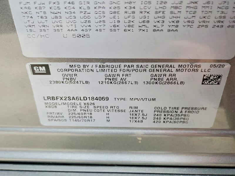 Продаж на аукціоні авто 2020 Buick Envision, vin: LRBFX2SA6LD184069, номер лоту: 49542376