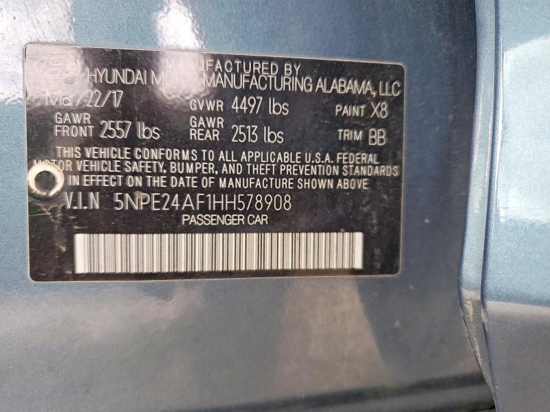 50104296 :رقم المزاد ، 5NPE24AF1HH578908 vin ، 2017 Hyundai Sonata مزاد بيع