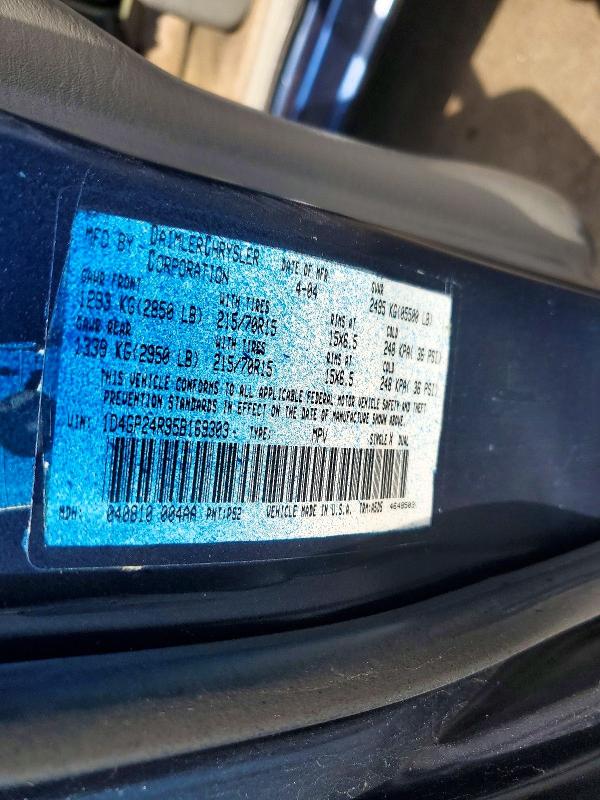 2005 Dodge Caravan მანქანა იყიდება აუქციონზე, vin: 1D4GP24R95B169303, აუქციონის ნომერი: 48671216