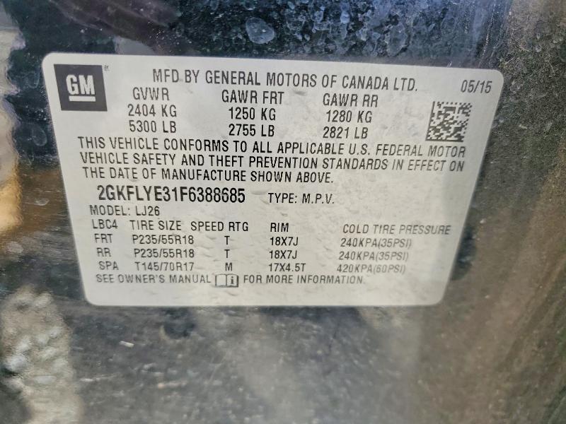 Продаж на аукціоні авто 2015 Gmc Terrain, vin: 2GKFLYE31F6388685, номер лоту: 50930376