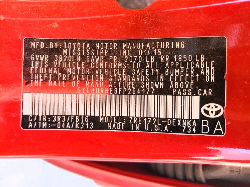 Aukcja sprzedaży 2015 Toyota Corolla, vin: 5YFBURHE8FP264177, numer aukcji: 47460466