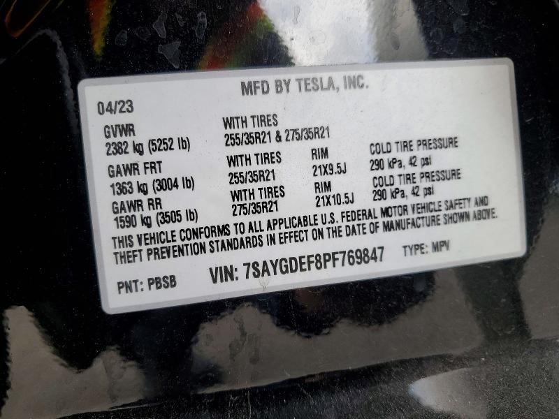 Aukcja sprzedaży 2023 Tesla Model Y, vin: 7SAYGDEF8PF769847, numer aukcji: 50347266