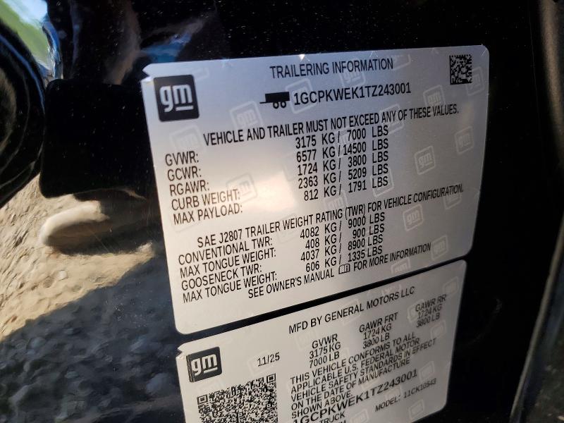 50182826 :رقم المزاد ، 1GCPKWEK1TZ243001 vin ، 2026 Chevrolet Silverado مزاد بيع