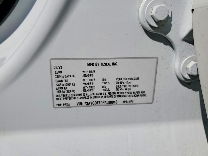 2023 Tesla Model Y მანქანა იყიდება აუქციონზე, vin: 7SAYGDEE0PA088943, აუქციონის ნომერი: 49714986
