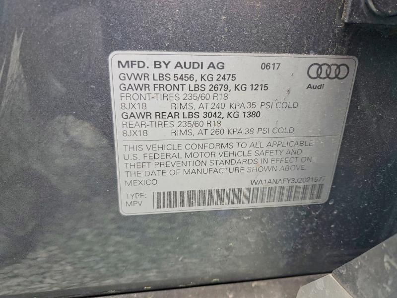 Aukcja sprzedaży 2018 Audi Q5, vin: WA1ANAFY3J2021577, numer aukcji: 51825686
