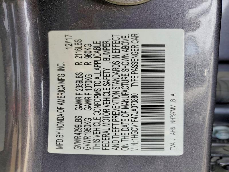 Продажа на аукционе авто 2018 Honda Accord, vin: 1HGCV1F47JA073880, номер лота: 50336956