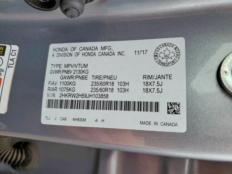 Aukcja sprzedaży 2018 Honda Cr-v, vin: 2HKRW2H59JH103858, numer aukcji: 48330286