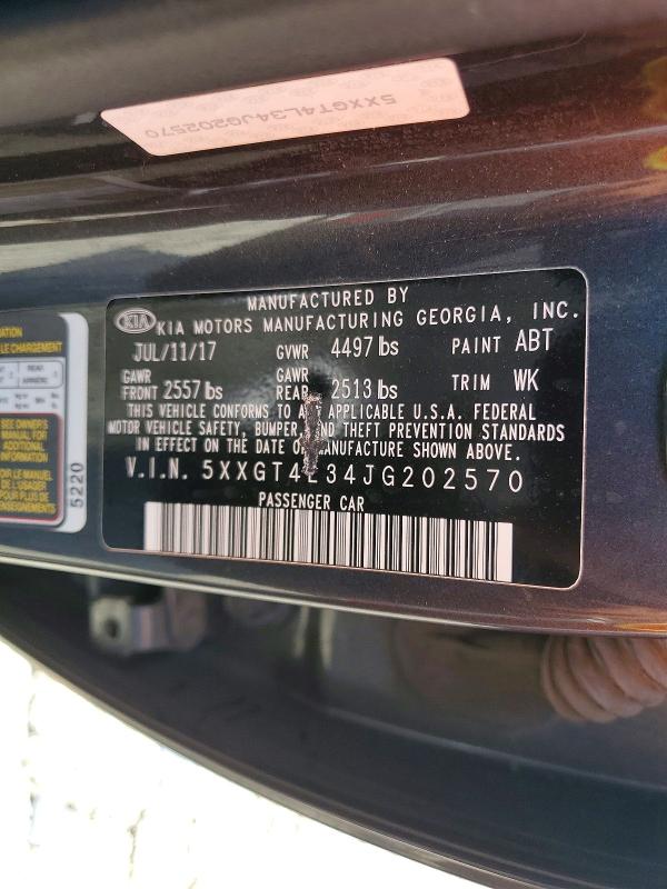 Aukcja sprzedaży 2018 Kia Optima, vin: 5XXGT4L34JG202570, numer aukcji: 51565346