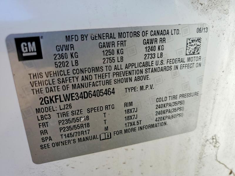49179586 :رقم المزاد ، 2GKFLWE34D6405464 vin ، 2013 Gmc Terrain مزاد بيع