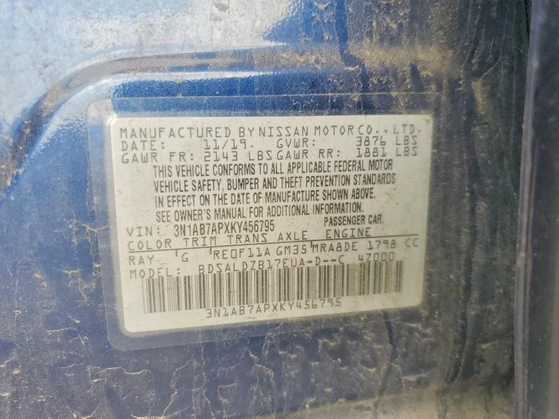 Aukcja sprzedaży 2019 Nissan Sentra, vin: 3N1AB7APXKY456795, numer aukcji: 51246556