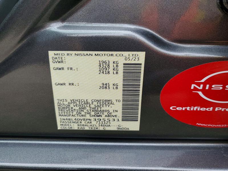 2023 Nissan Altima მანქანა იყიდება აუქციონზე, vin: 1N4BL4DV8PN395531, აუქციონის ნომერი: 50356406