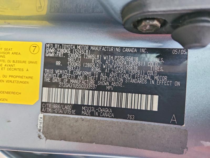 Aukcja sprzedaży 2005 Lexus Rx, vin: 2T2GA31U55C033597, numer aukcji: 50992606
