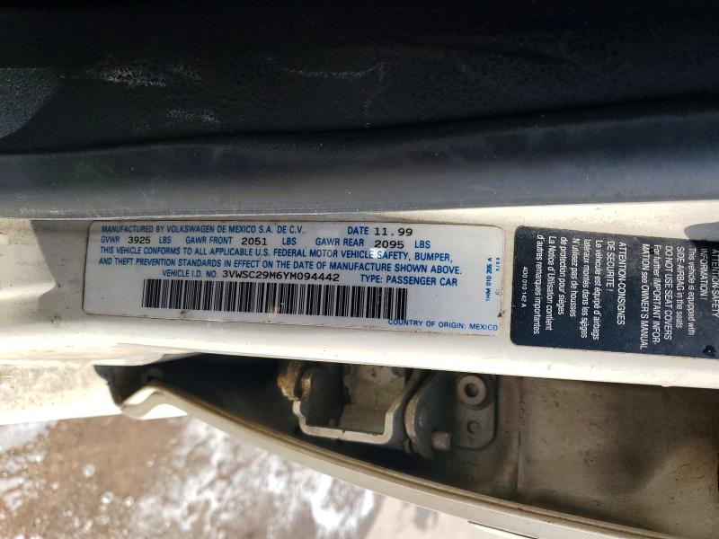 Продаж на аукціоні авто 2000 Volkswagen Jetta, vin: 3VWSC29M6YM094442, номер лоту: 49150286