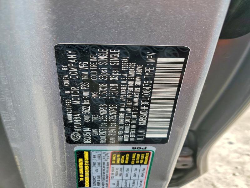 Auction sale of the 2015 Hyundai Santa Fe, vin: KM8SMDHF3FU108476, lot number: 48944176