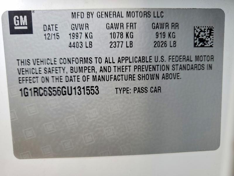Aukcja sprzedaży 2016 Chevrolet Volt, vin: 1G1RC6S56GU131553, numer aukcji: 48804606