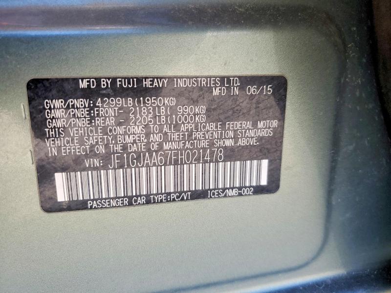Aukcja sprzedaży 2015 Subaru Impreza, vin: JF1GJAA67FH021478, numer aukcji: 49842946