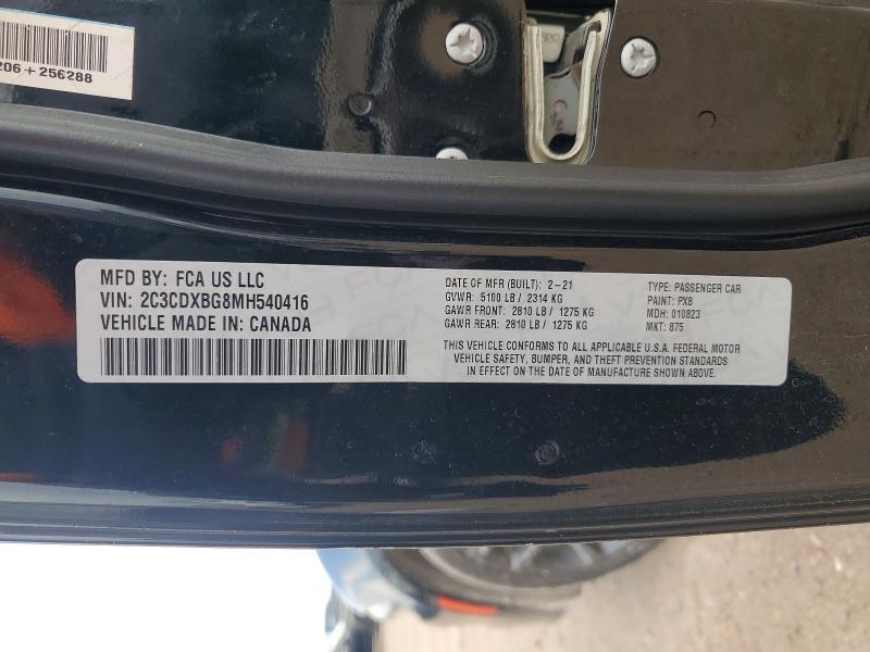 51115686 :رقم المزاد ، 2C3CDXBG8MH540416 vin ، 2021 Dodge Charger مزاد بيع