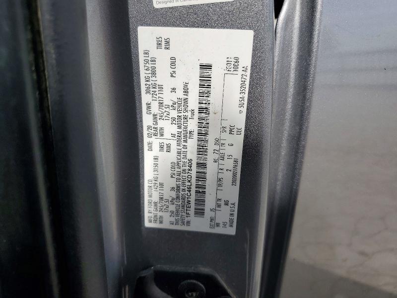 Продажа на аукционе авто 2020 Ford F150, vin: 1FTEW1C46LKD78406, номер лота: 48857416