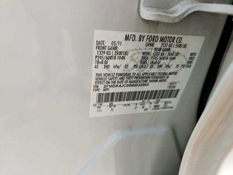 50325326 :رقم المزاد ، 2FMDK4JC8BBB32593 vin ، 2011 Ford Edge مزاد بيع