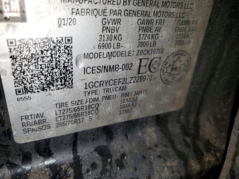 Aukcja sprzedaży 2020 Chevrolet Silverado, vin: 1GCRYCEF2LZ228970, numer aukcji: 49938336