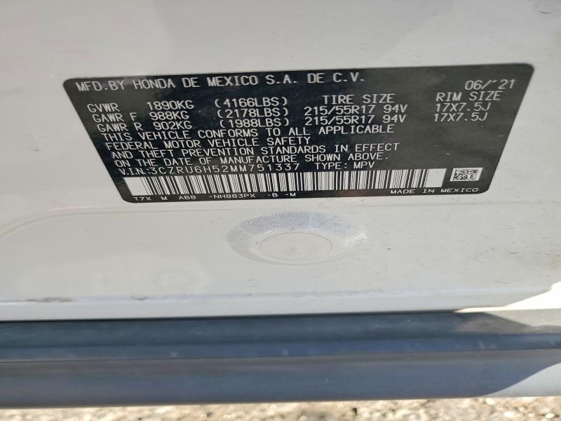 Aukcja sprzedaży 2021 Honda Hr-v, vin: 3CZRU6H52MM751337, numer aukcji: 46782526