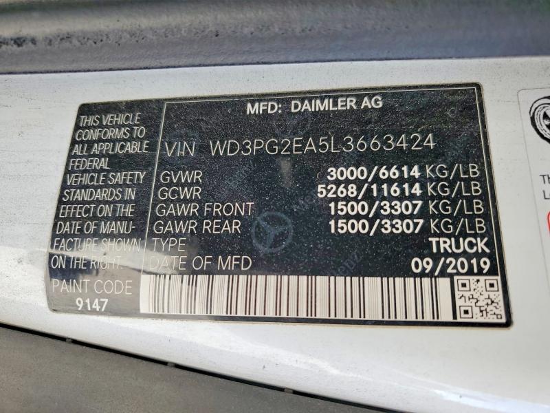 Aukcja sprzedaży 2020 Mercedes Benz Metris, vin: WD3PG2EA5L3663424, numer aukcji: 48498366