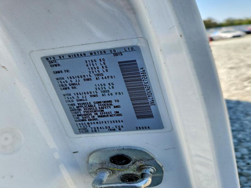 Aukcja sprzedaży 2015 Nissan Nv200, vin: 3N6CM0KN2FK728864, numer aukcji: 50938896