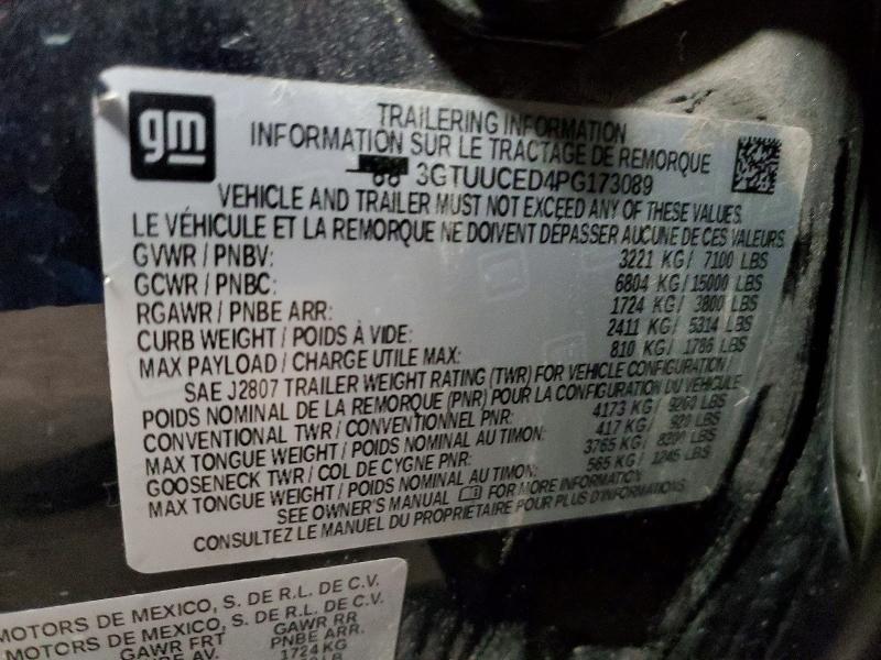 2023 Gmc Sierra მანქანა იყიდება აუქციონზე, vin: 3GTUUCED4PG173089, აუქციონის ნომერი: 49272016