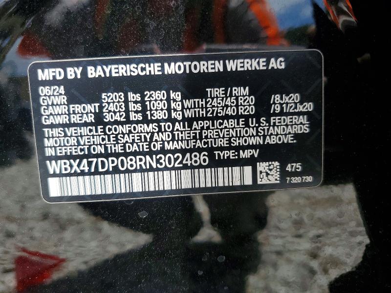 50738926 :رقم المزاد ، WBX47DP08RN302486 vin ، 2024 Bmw X3 مزاد بيع