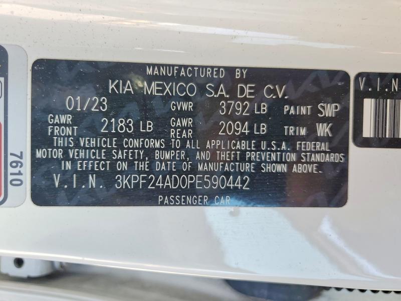 2023 Kia Forte მანქანა იყიდება აუქციონზე, vin: 3KPF24AD0PE590442, აუქციონის ნომერი: 49467556