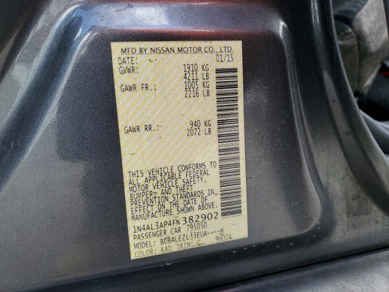 Продажа на аукционе авто 2015 Nissan Altima, vin: 1N4AL3AP4FN382902, номер лота: 49874346