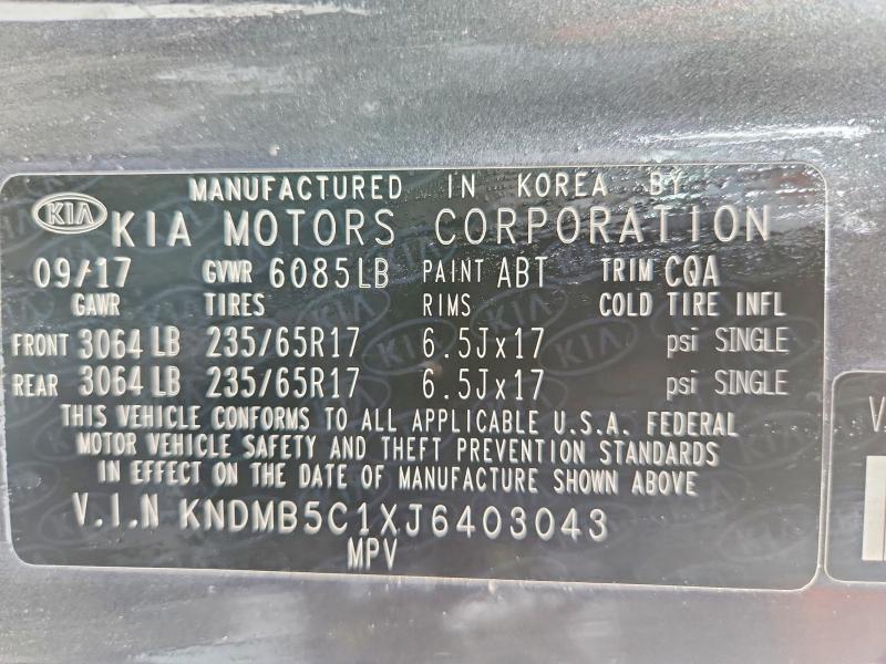 48412736 :رقم المزاد ، KNDMB5C1XJ6403043 vin ، 2018 Kia Sedona مزاد بيع