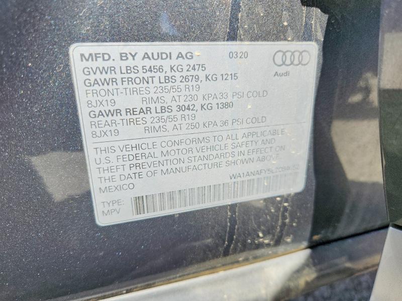2020 Audi Q5 მანქანა იყიდება აუქციონზე, vin: WA1ANAFY5L2084652, აუქციონის ნომერი: 50969236