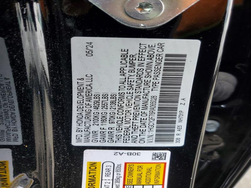 Продаж на аукціоні авто 2024 Honda Accord, vin: 1HGCY2F76RA065028, номер лоту: 50066366