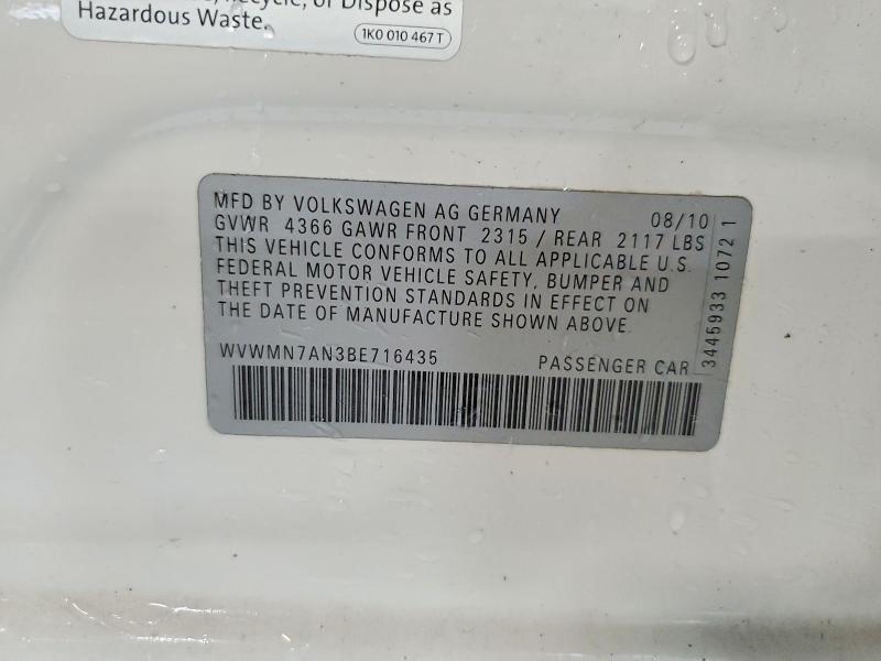 Продажа на аукционе авто 2011 Volkswagen Cc, vin: WVWMN7AN3BE716435, номер лота: 48594146