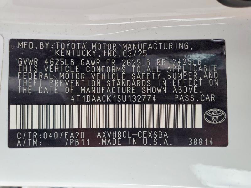 Продаж на аукціоні авто 2025 Toyota Camry, vin: 4T1DAACK1SU132774, номер лоту: 48930086