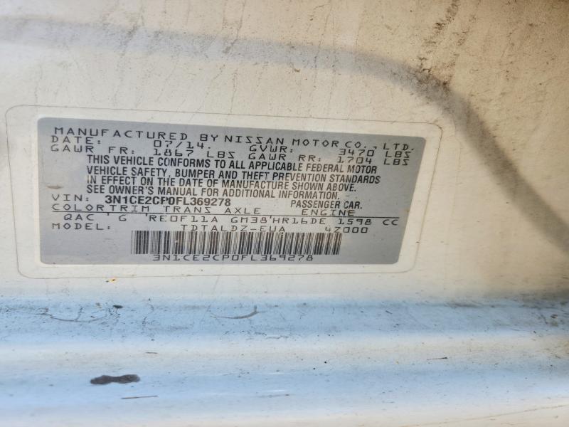51033946 :رقم المزاد ، 3N1CE2CP0FL369278 vin ، 2015 Nissan Versa Note مزاد بيع