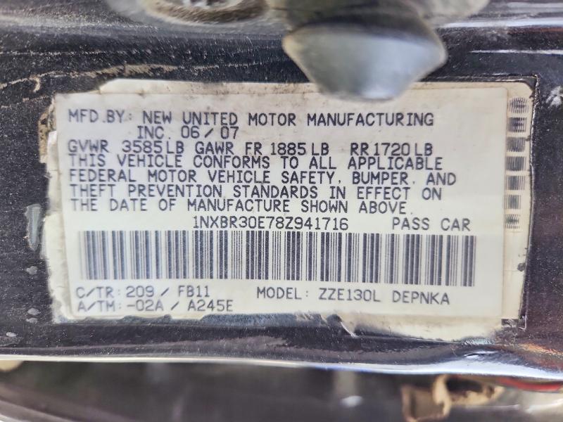 2008 Toyota Corolla მანქანა იყიდება აუქციონზე, vin: 1NXBR30E78Z941716, აუქციონის ნომერი: 50802816