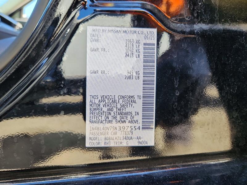 Продажа на аукционе авто 2025 Nissan Altima, vin: 1N4BL4DV7SN397554, номер лота: 51184716