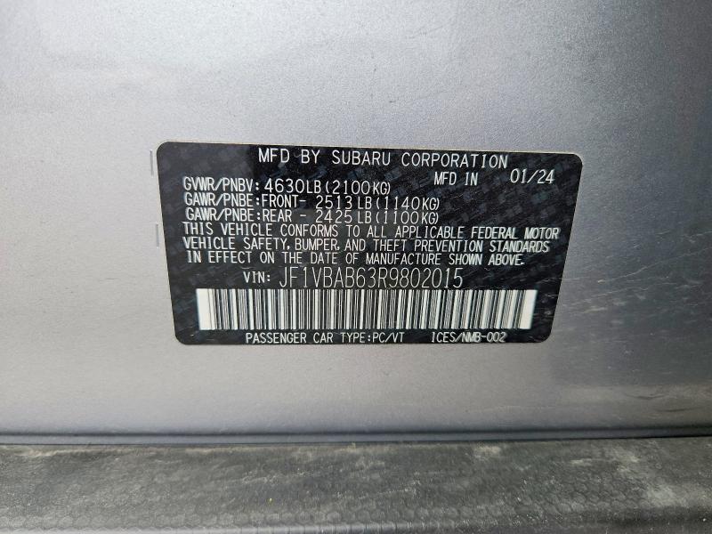 Aukcja sprzedaży 2024 Subaru Wr-x, vin: JF1VBAB63R9802015, numer aukcji: 51671396