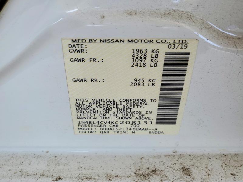 Aukcja sprzedaży 2019 Nissan Altima, vin: 1N4BL4CV4KC208131, numer aukcji: 50815636