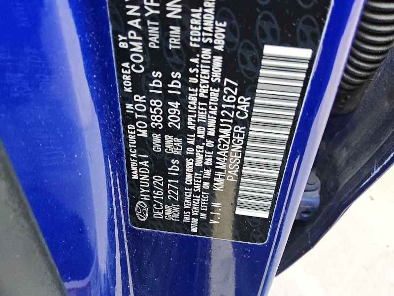 2021 Hyundai Elantra მანქანა იყიდება აუქციონზე, vin: KMHLM4AG2MU121627, აუქციონის ნომერი: 51274076