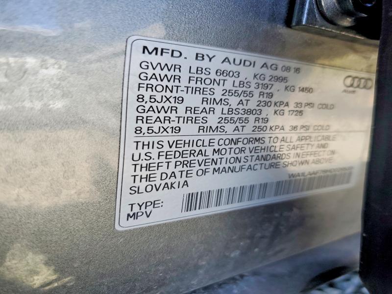 Продажа на аукционе авто 2017 Audi Q7, vin: WA1LAAF76HD026539, номер лота: 47986646
