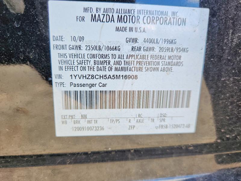 47898726 :رقم المزاد ، 1YVHZ8CH5A5M16908 vin ، 2010 Mazda 6 مزاد بيع