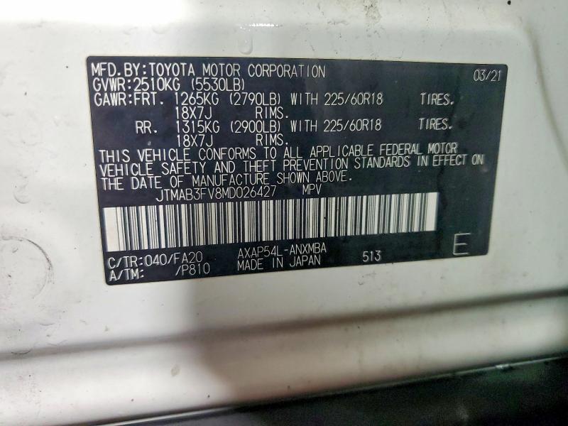Aukcja sprzedaży 2021 Toyota Rav4 Prime, vin: JTMAB3FV8MD026427, numer aukcji: 50065346