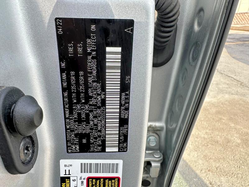 Aukcja sprzedaży 2022 Toyota Highlander Hybrid, vin: 5TDBBRCH9NS555235, numer aukcji: 47317936