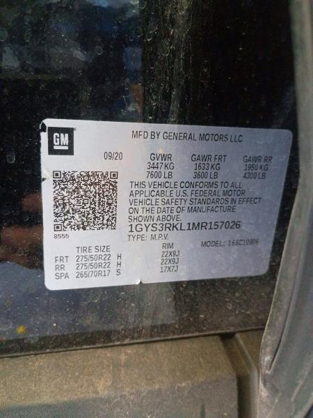 Продажа на аукционе авто 2021 Cadillac Escalade, vin: 1GYS3RKL1MR157026, номер лота: 50687726