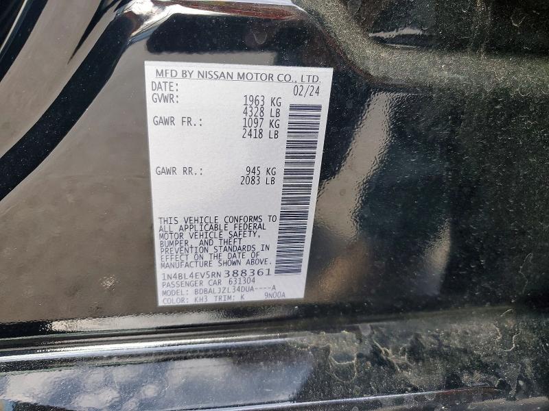 Aukcja sprzedaży 2024 Nissan Altima, vin: 1N4BL4EV5RN388361, numer aukcji: 46664976